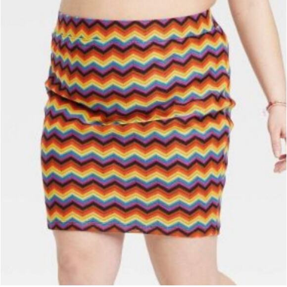 Target Pride Machine Women knit BodyCon Skirt Sz. LRG Multicolor NWT Trendy - Picture 1 of 14